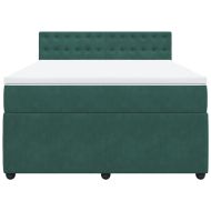 Боксспринг легло с матрак, тъмнозелено, 160x200 см, кадифе