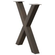 Крака за трапезна маса, X-образни, 2 бр., естествена стомана, 80 x (72-73) см, стомана