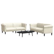 Комплект дивани от 2 части, кремав, кадифе