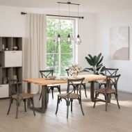 Крака за трапезна маса, Т-образни, 2 бр., черни, 80x35x(72-73) см, стомана