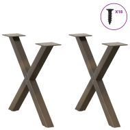 Крака за масичка за кафе, X-образни, 2 бр., естествена стомана, 50 x (42-43) см, стомана