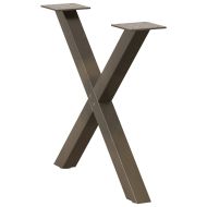 Крака за масичка за кафе, X-образни, 2 бр., естествена стомана, 50 x (42-43) см, стомана