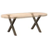 Крака за масичка за кафе, X-образни, 2 бр., естествена стомана, 50 x (42-43) см, стомана