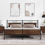 Метална рамка за легло, без матрак, кафяв дъб, 200x200 см