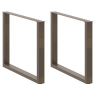 Крака за трапезна маса, U-образни, 3 бр., естествена стомана, 100 x (72-73) см, стомана