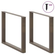 Крака за трапезна маса, U-образни, 3 бр., естествена стомана, 100 x (72-73) см, стомана