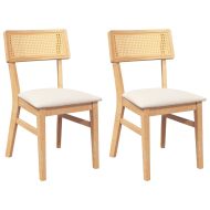 Трапезни столове с възглавници 2 бр масивна дървесина гума