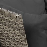 Градински диван с възглавници, сив, полиратан