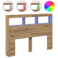 Табла шкаф с LED, Дъб артизан, 140x17x102 см