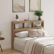 Табла шкаф с LED, Дъб артизан, 140x17x102 см