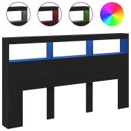 Табла шкаф с LED, черен дъб, 180x17x102 см