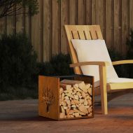 Стойка за дърва за огрев 40x40x40 см Патинираща стомана