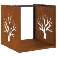 Стойка за дърва за огрев 40x40x40 см Патинираща стомана