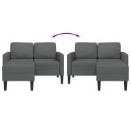 Двуместен диван с шезлонг, L-образен, тъмносив, 125 см, плат