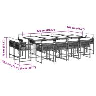Градински комплект с възглавници, 13части, бежов микс полиратан