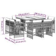 Градински трапезен комплект възглавници 9 части черен полиратан