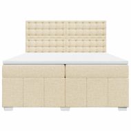 Боксспринг легло с матрак, кремаво, 200x200 см, плат