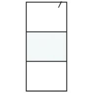 Параван за баня черен 90x195 см наполовина матирано ESG стъкло