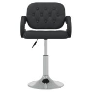 Въртящи се трапезни столове, 6 бр, черни, изкуствена кожа