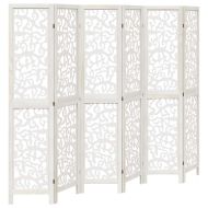 Разделител за стая, 6 панела, бял, дърво пауловния масив
