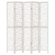 Разделител за стая, 5 панела, бял, дърво пауловния масив
