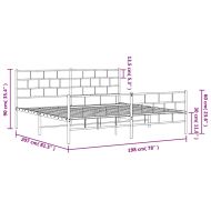 Метална рамка за легло с горна и долна табла, бяла, 193x203 см