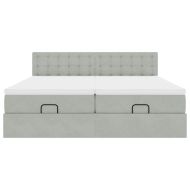 Османска легло с матраци, светлосиво, 180x200 см, кадифе