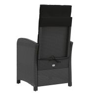 Накланящи градински столове с подложка 2 бр, черен, полиратан