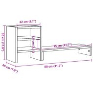 Поставка за монитор с органайзер за бюро, бял, инженерно дърво