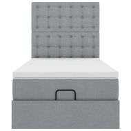 Османска легло с матрак, светлосиво, 100x200 см, плат