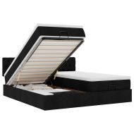 Османска легло с матраци, черно, 180x200 см, плат