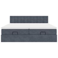 Османска легло с матраци, тъмносиво, 200x200 см, кадифе