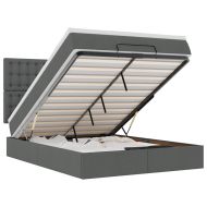 Османска легло с матрак, тъмносиво, 140x200 см, плат