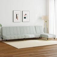 Комплект дивани от 2 части, светлосив, кадифе