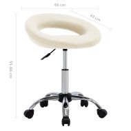 Стол с колелца, кремав, изкуствена кожа