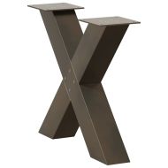 Крака за масичка за кафе, X-образни, 2 бр., естествена стомана, 50 x (42-43) см, стомана
