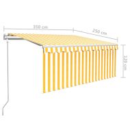 Автоматично прибиращ се сенник с щора, 3,5x2,5 м, жълто и бяло