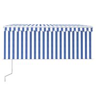 Автоматично прибиращ се сенник с щора, 3,5x2,5 м, синьо и бяло