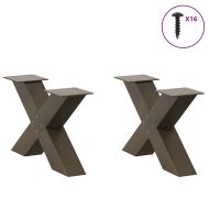 Крака за масичка за кафе, X-образни, 2 бр., естествена стомана, 50 x (30-31) см, стомана