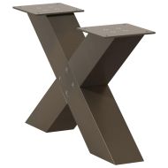 Крака за масичка за кафе, X-образни, 2 бр., естествена стомана, 50 x (30-31) см, стомана