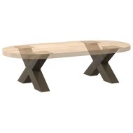 Крака за масичка за кафе, X-образни, 2 бр., естествена стомана, 50 x (30-31) см, стомана