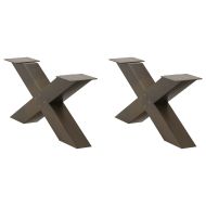 Крака за масичка за кафе, X-образни, 2 бр., естествена стомана, 70 x (30-31) см, стомана