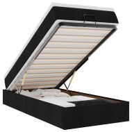 Османска легло с матрак, черно, 100x200 см, плат