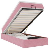 Османска легло с матрак, розово, 90x200 см, кадифе