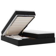 Османска легло с матраци, черно, 200x200 см, изкуствена кожа