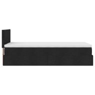 Османска легло с матрак, черно, 90x200 см, плат