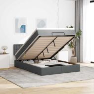 Османска легло с матрак, тъмносиво, 140x200 см, плат