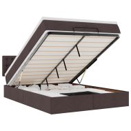 Османска легло с матрак, тъмнокафяво, 140x200 см, плат