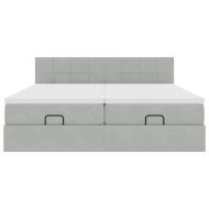 Османска легло с матраци, светлосиво, 180x200 см, кадифе