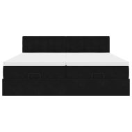 Османска легло с матраци, черно, 160x200 см, кадифе